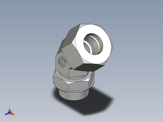 卡套式工业通用硬管接头EO_Adjustable_locknut_45_deg_elbow_VEE25SRCF正等轴测缩略图