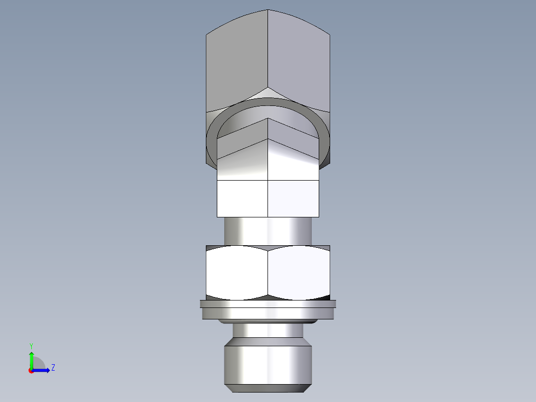 卡套式工业通用硬管接头EO_Adjustable_locknut_45_deg_elbow_VEE06SMCF左视图