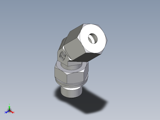 卡套式工业通用硬管接头EO_Adjustable_locknut_45_deg_elbow_VEE06SMCF正等轴测缩略图
