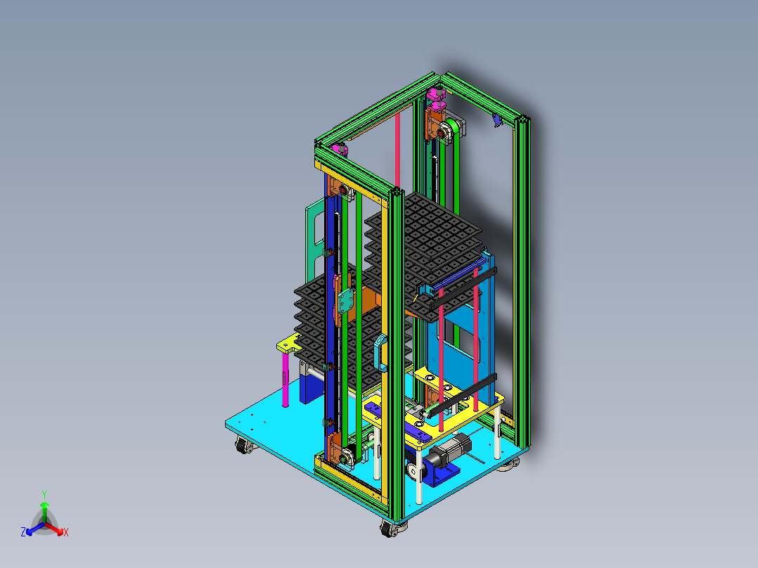 同步带升降机构正等轴测图