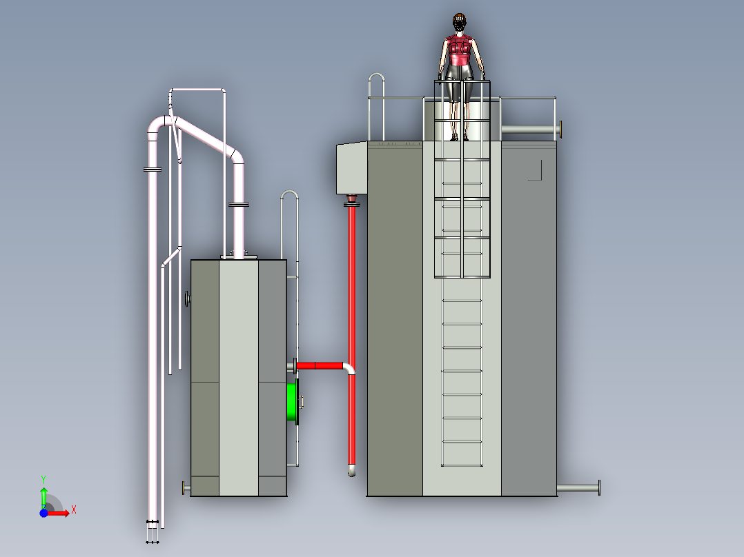 20t连体圆罐一体化总装配前视图