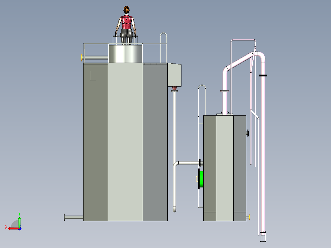 20t连体圆罐一体化总装配后视图