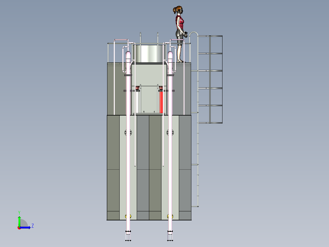 20t连体圆罐一体化总装配左视图