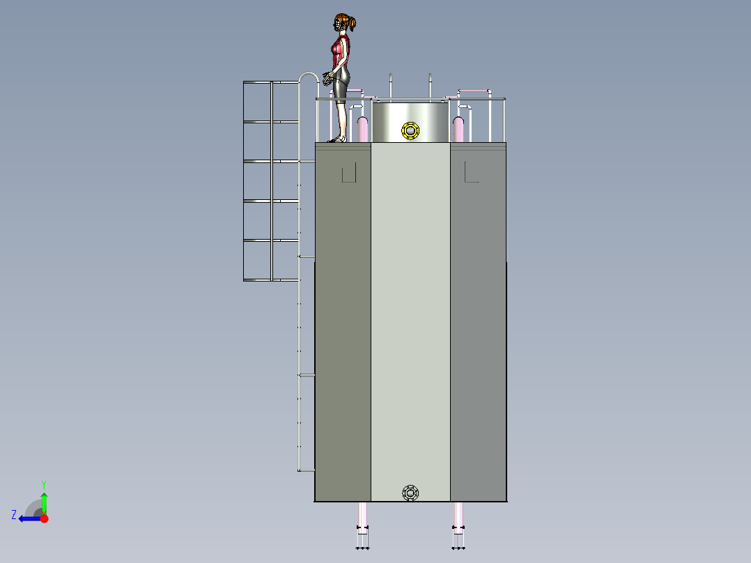 20t连体圆罐一体化总装配右视图