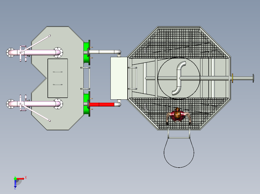 20t连体圆罐一体化总装配俯视图