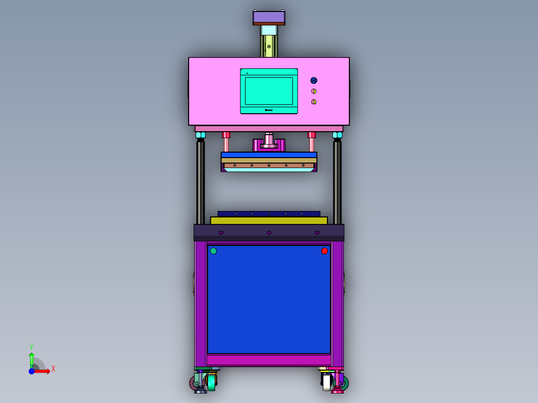 高精密单工位电缸压力加工机前视图