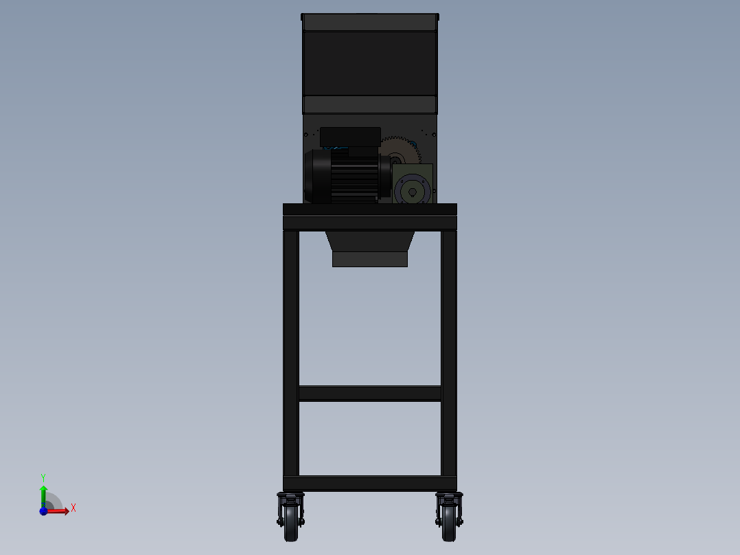 破碎机、小型塑料和软金属粉碎机前视图