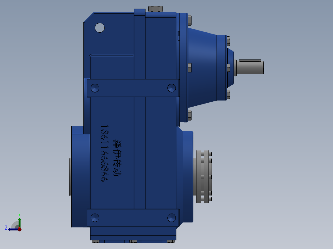 平行轴斜齿轮减速机右视图