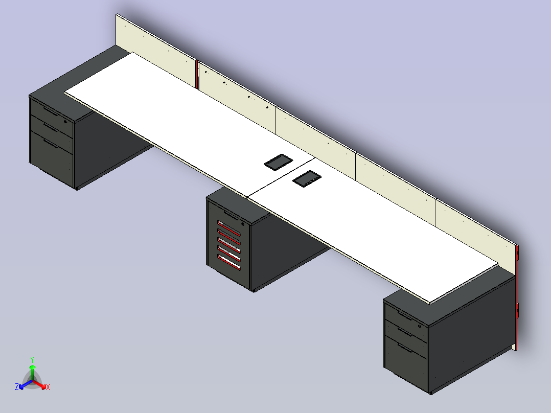 双位办公桌主视图