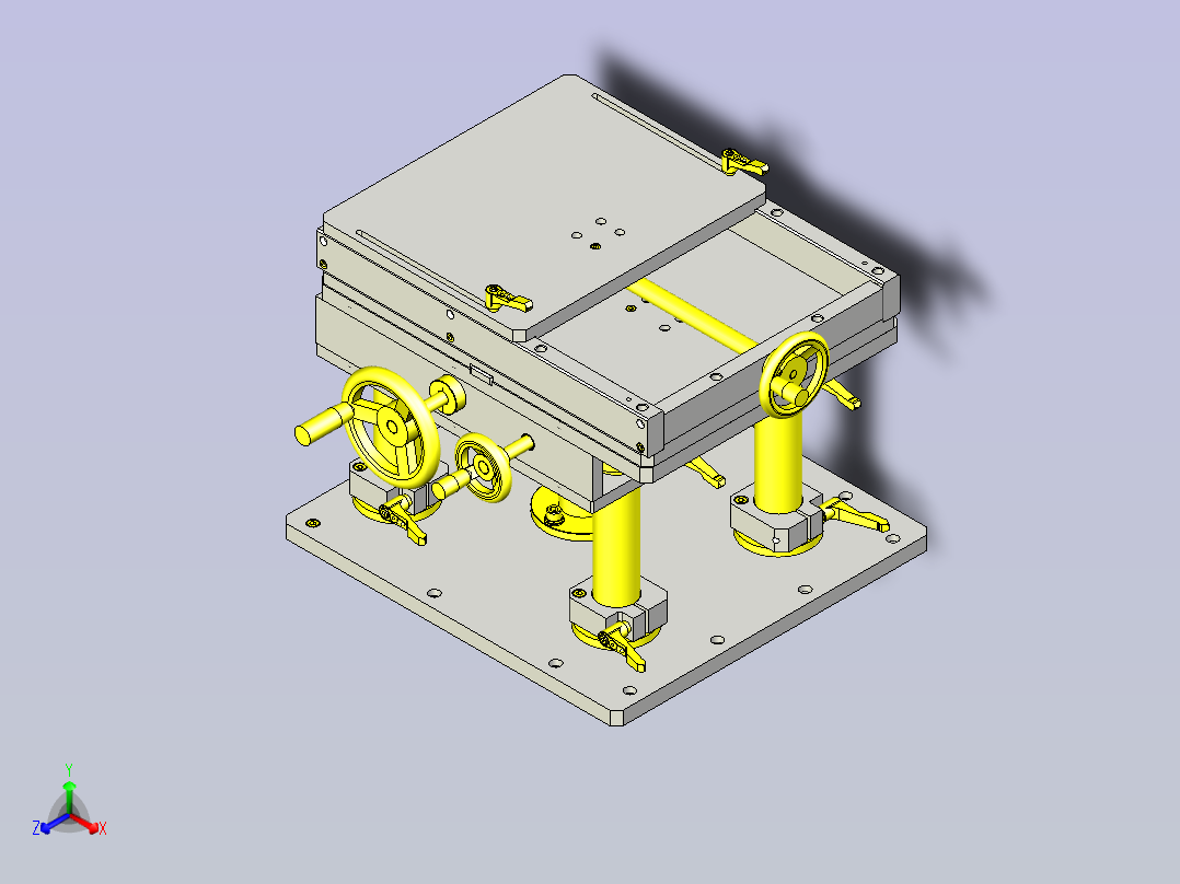 一款简易手动3轴组件3D图纸主视图