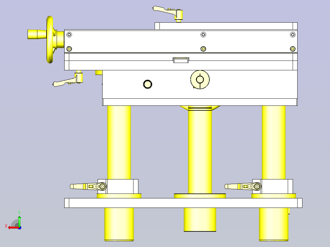 一款简易手动3轴组件3D图纸后视图