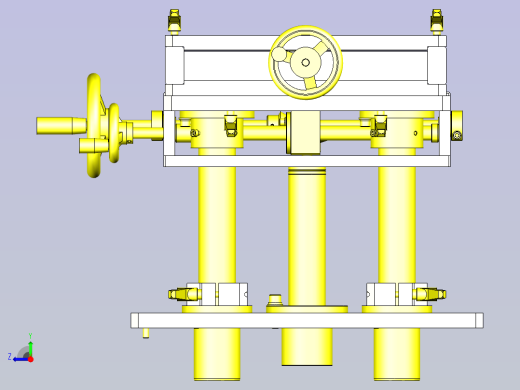 一款简易手动3轴组件3D图纸右视缩略图