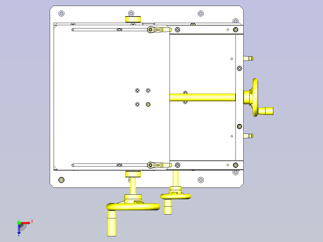 一款简易手动3轴组件3D图纸俯视图