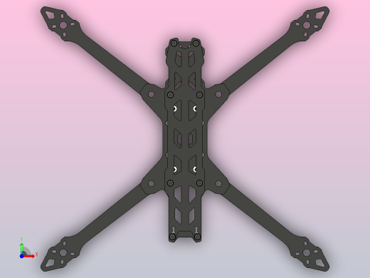 LX7折叠式7英寸（FPV）四轴无人机机架3D图纸+STEP格式前视缩略图