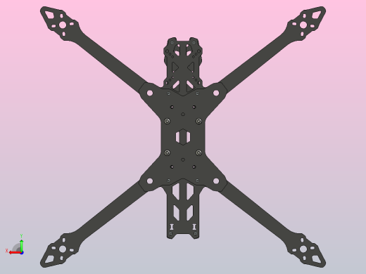 LX7折叠式7英寸（FPV）四轴无人机机架3D图纸+STEP格式后视缩略图