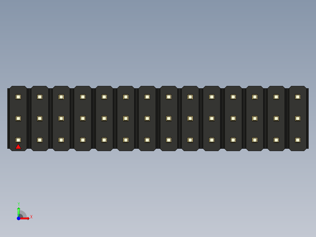 彩色公头100mil（2.54mm）系列-DS1021_black_3x14p_100mil_Type19_rev1.0前视图
