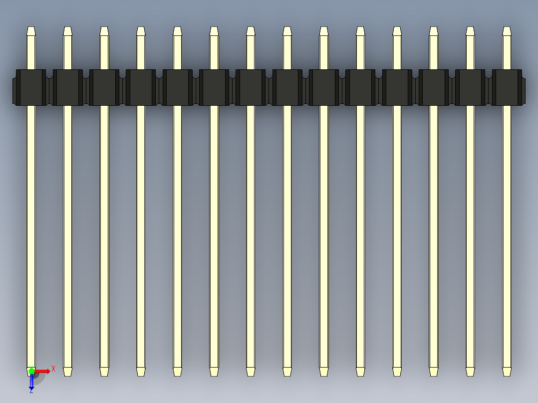 彩色公头100mil（2.54mm）系列-DS1021_black_3x14p_100mil_Type19_rev1.0俯视图
