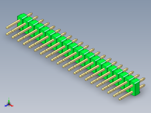 彩色公头100mil（2.54mm）系列-DS1021_green_2x21p_100mil_Type1_rev1.0正等轴测缩略图
