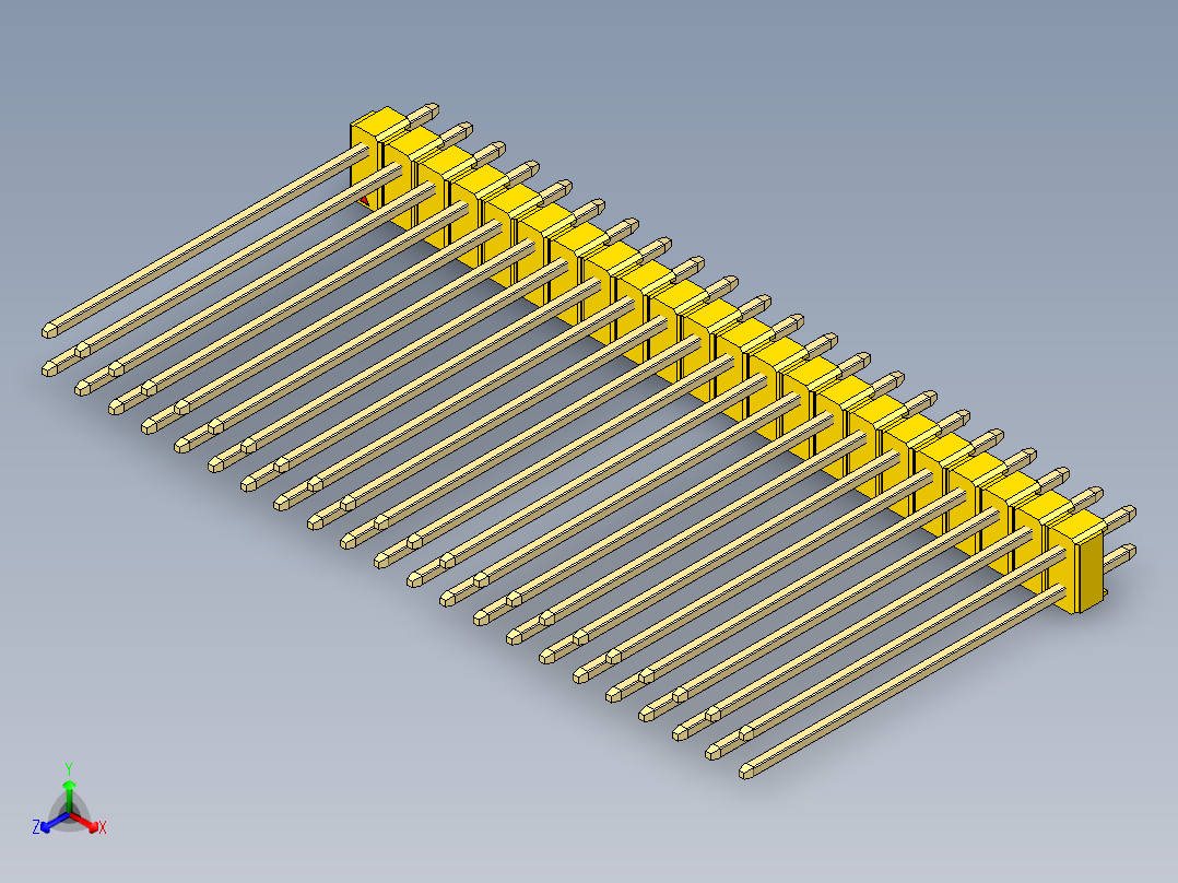 彩色公头100mil（2.54mm）系列-DS1021_yellow_2x22p_100mil_Type43_rev1.0主视图