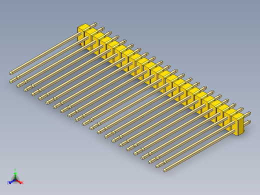 彩色公头100mil（2.54mm）系列-DS1021_yellow_2x22p_100mil_Type43_rev1.0正等轴测缩略图