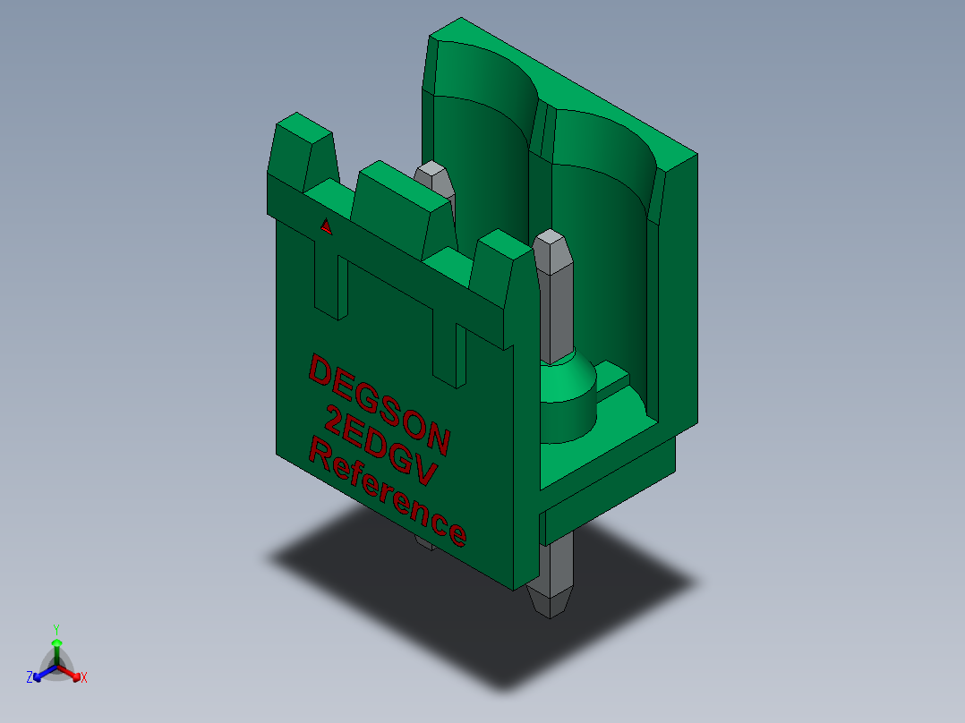 DEGSON 2EDG 系列 5.0mm 可插拔接线端子组-2EDGV-5.0_5.08-xxP-14-00AH正等轴测图
