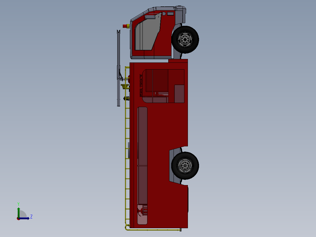 5.消防车 3d模型图纸左视图
