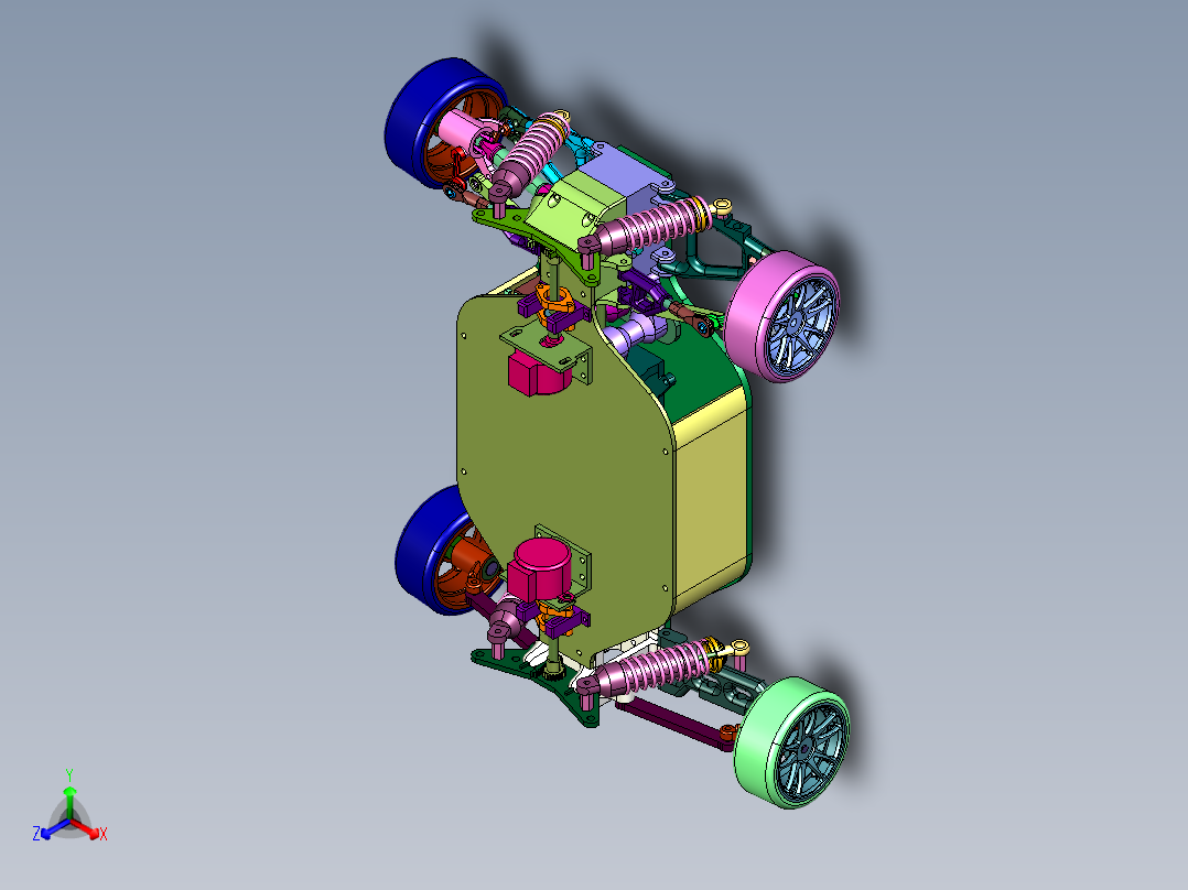 四轮独立悬挂智能遥控车正等轴测图
