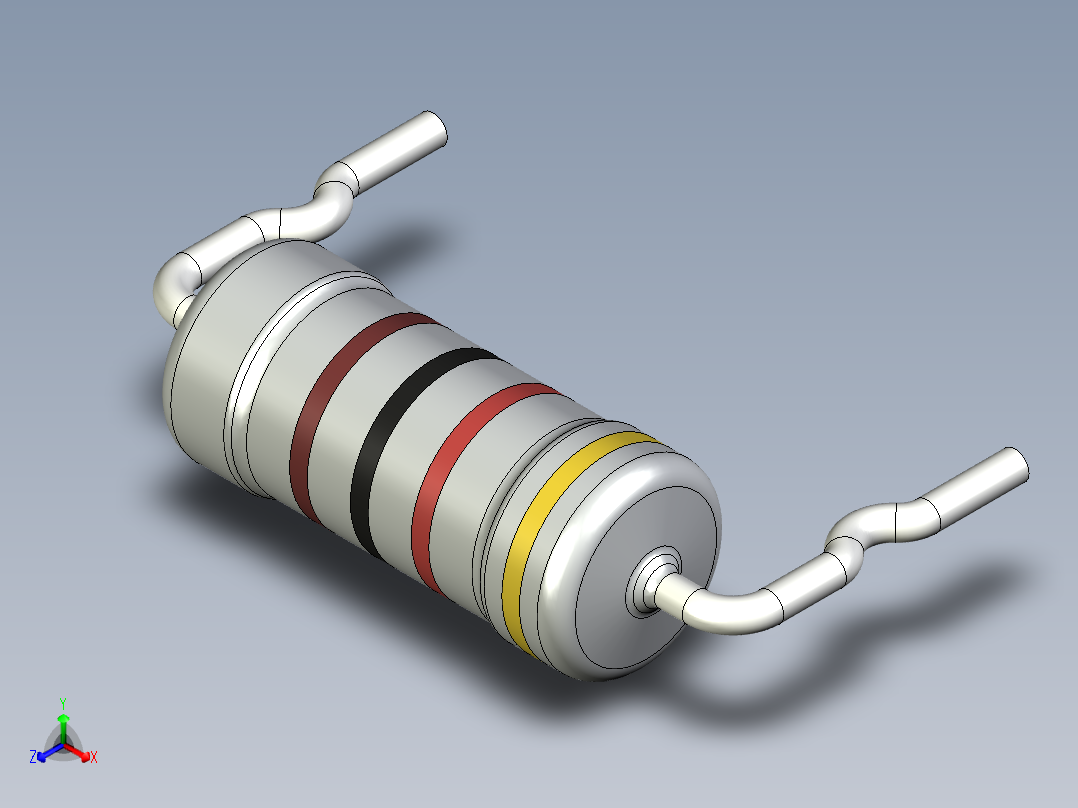 无源元件封装-RES-1W-HH-MO正等轴测图