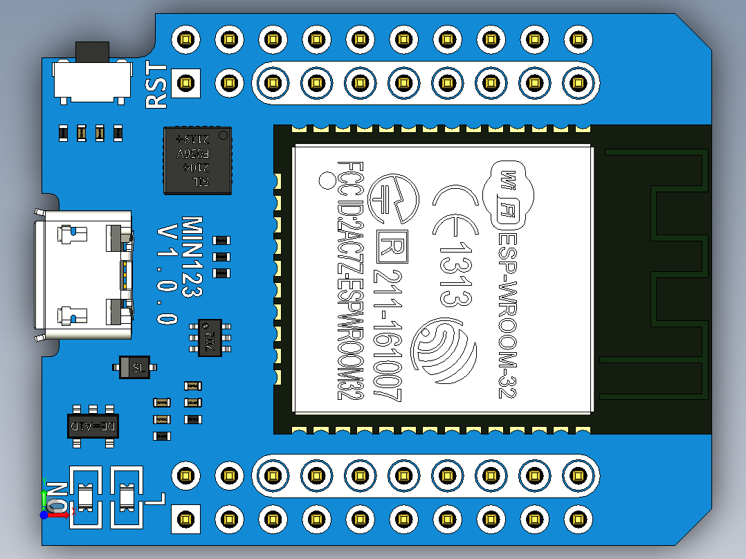 Wemos ESP32 D1 Mini开发板前视图
