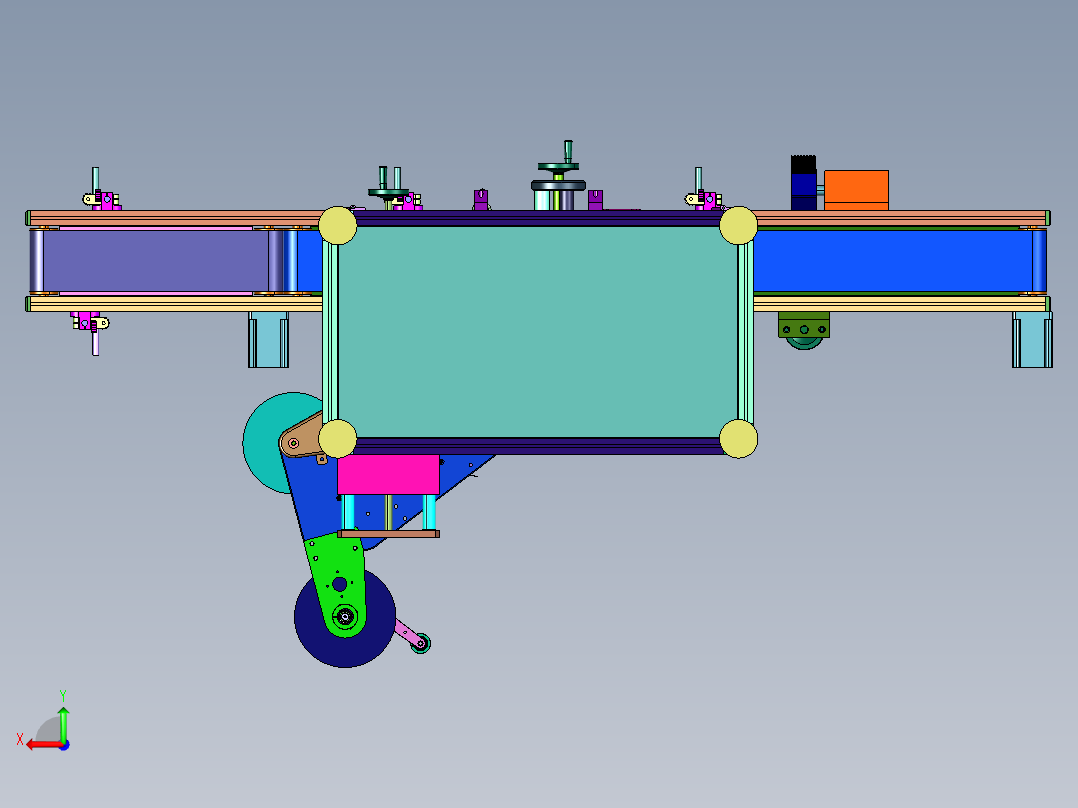 药盒方盒封口侧面对角贴标机后视图