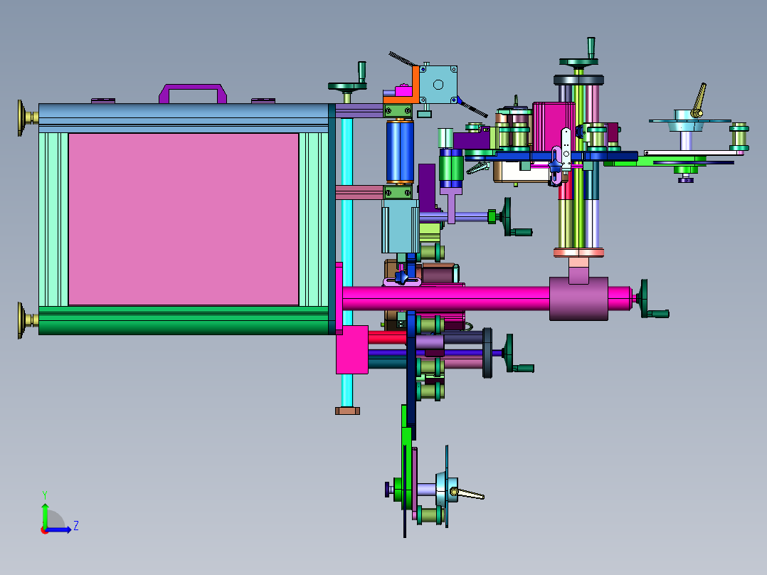 药盒方盒封口侧面对角贴标机左视图