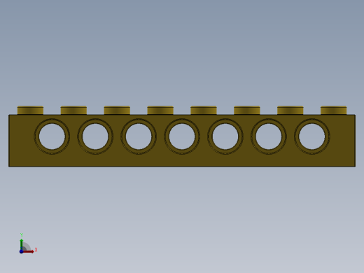 乐高机械组积木（横梁）-370224 Bright Yellow Technic Brick 1 x 8 with Holes前视缩略图