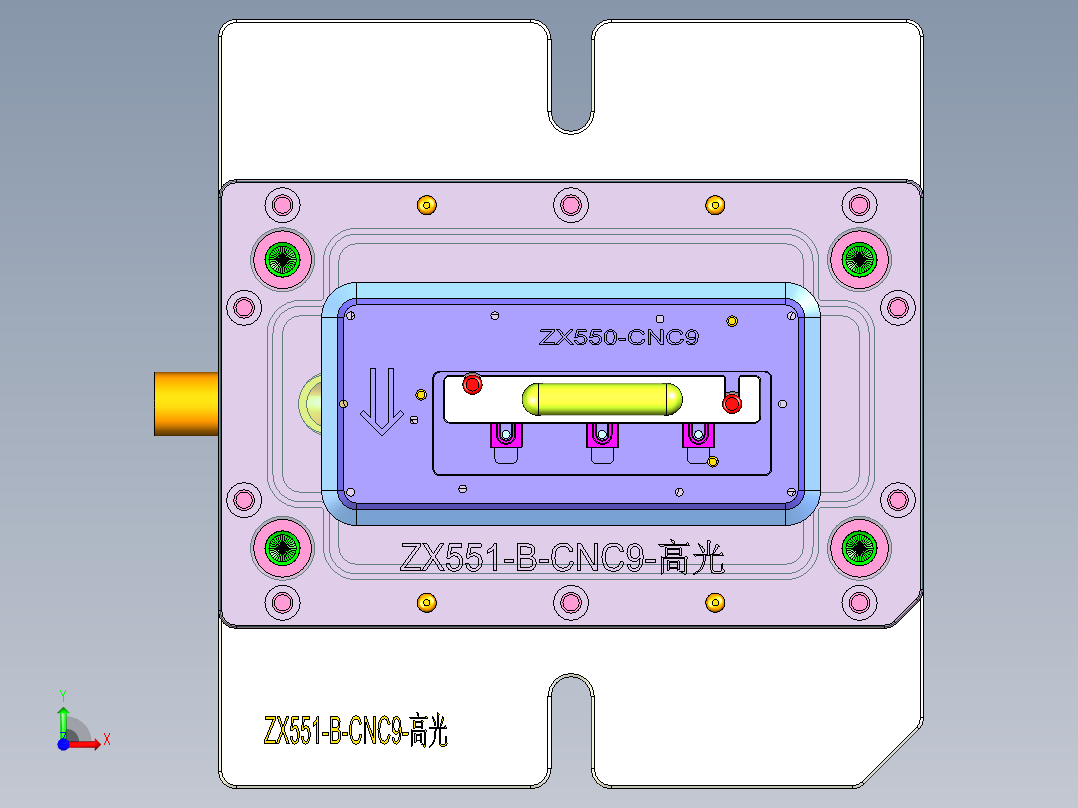 ZX551-B-笔记本CNC工装夹具三维模型CNC9-0910前视图