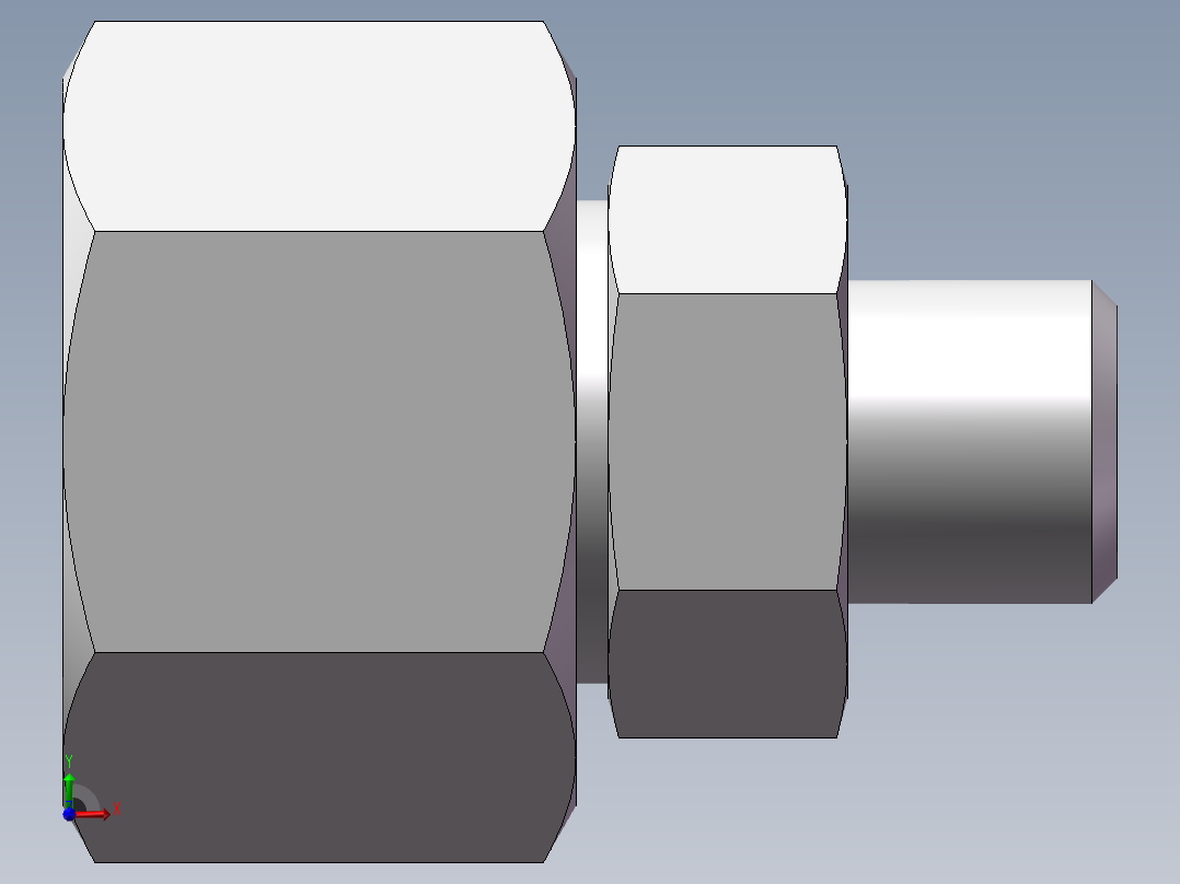 直通变径接头、2D-12-22前视图