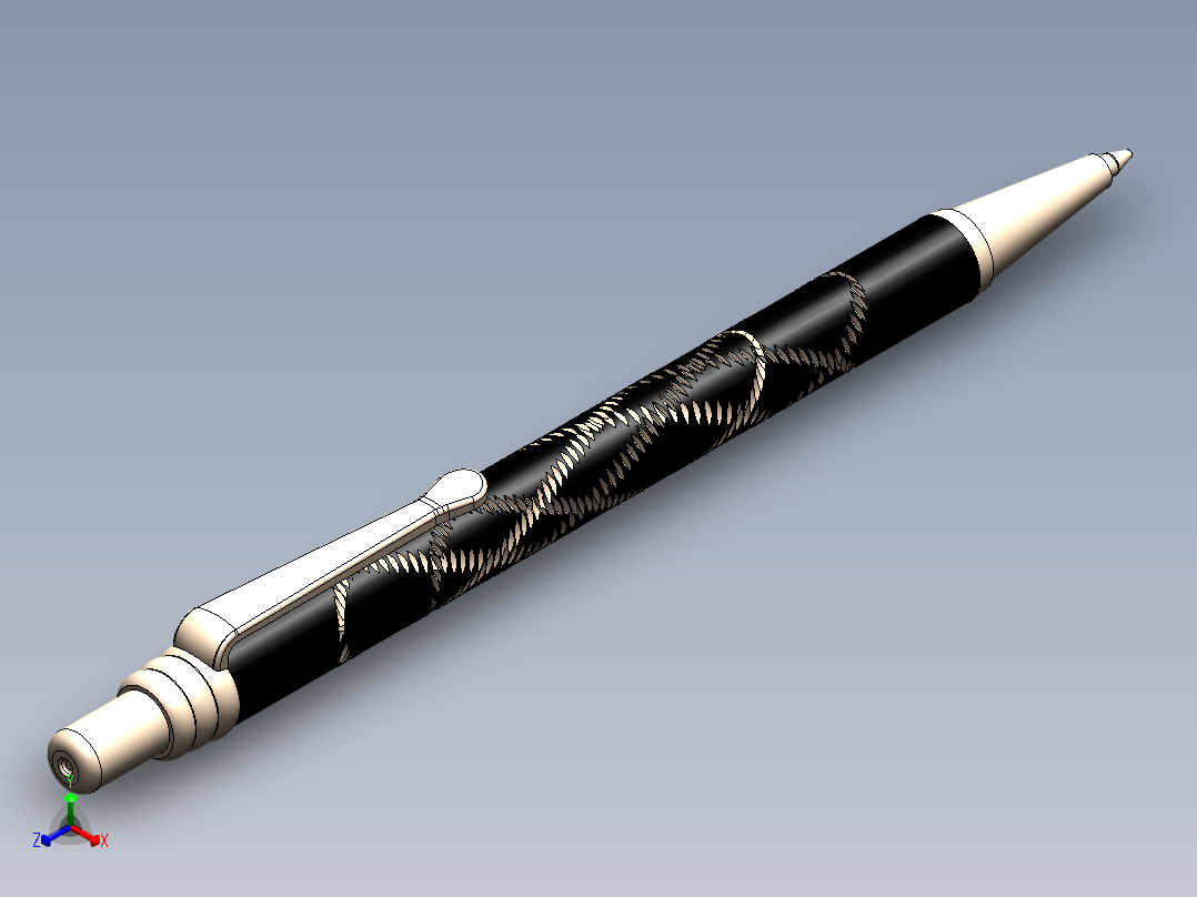 笔、中性笔、铅笔正等轴测图