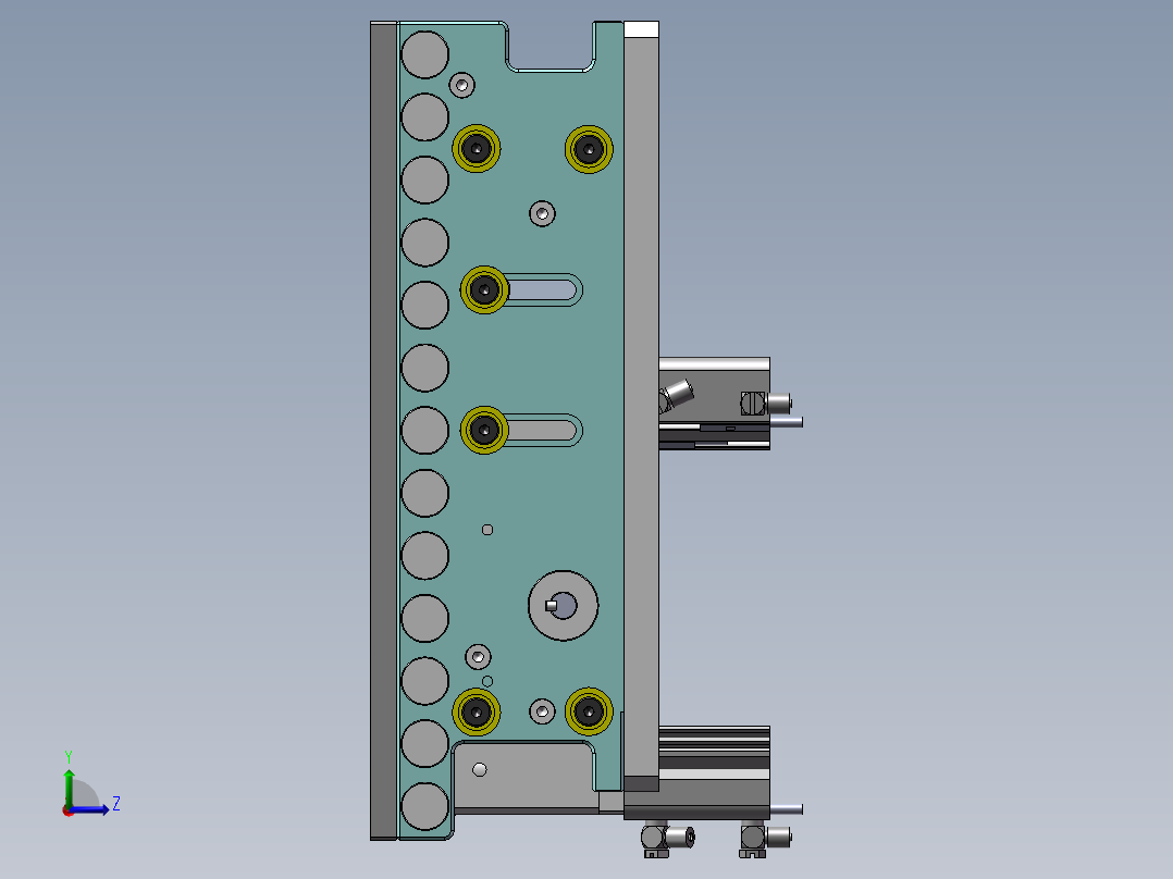 0.24米0.1米滚轮输送机构左视图