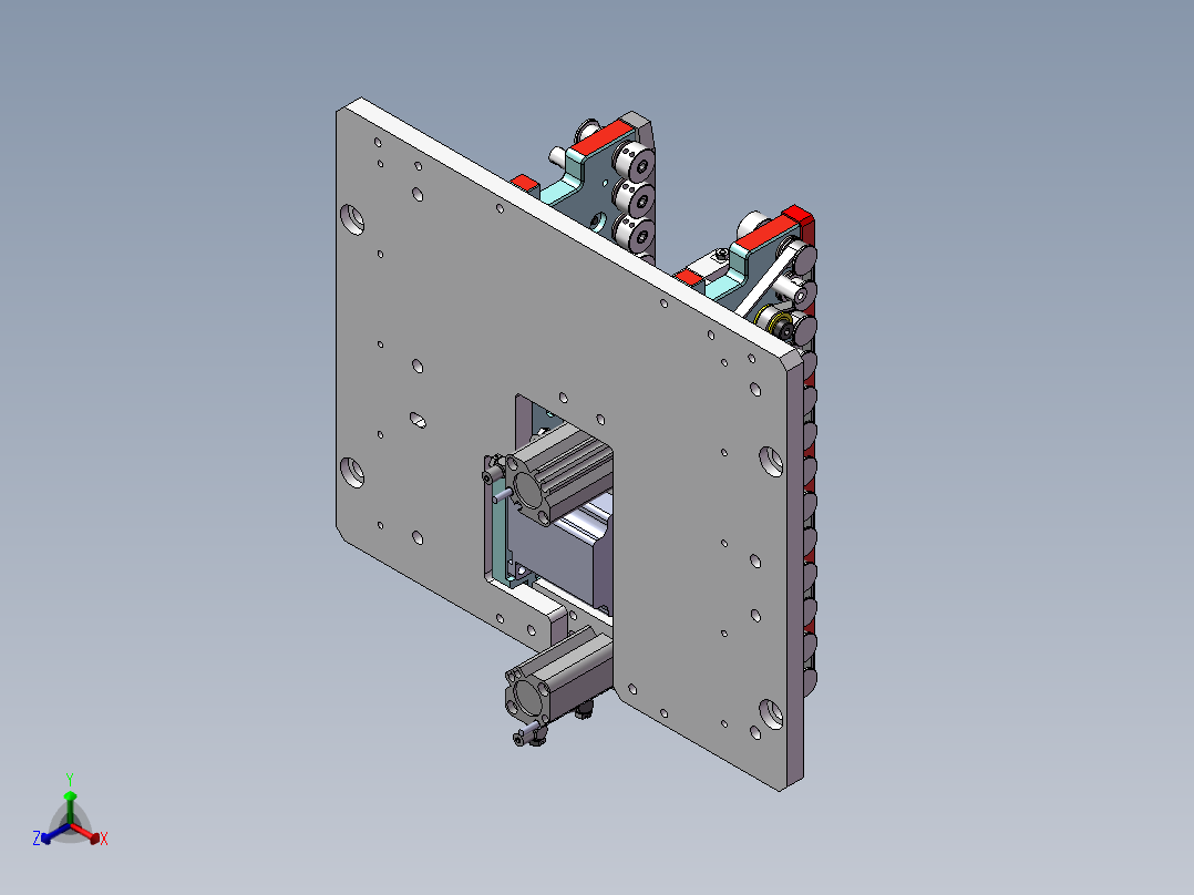 0.24米0.1米滚轮输送机构正等轴测图