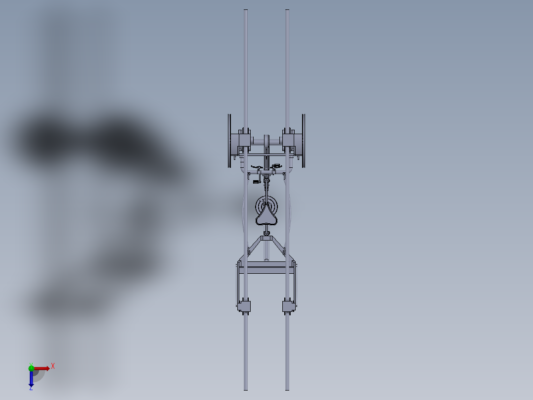 一种高压供电线路检修辅助滑车俯视图