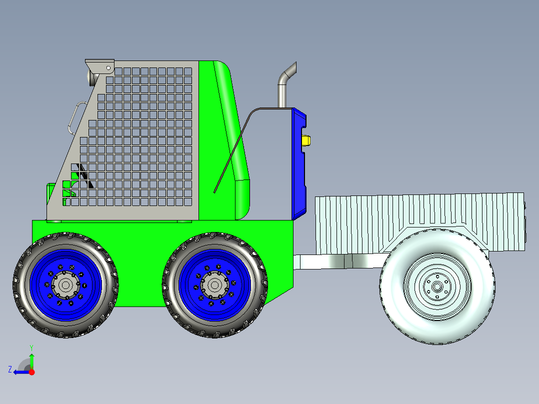 带斗拖拉机设计右视图