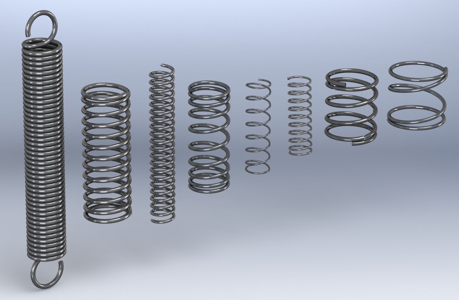 8款弹簧模型3D图纸 Solidworks设计 附STEP