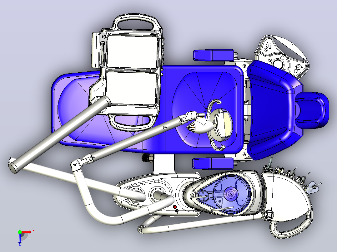 牙科椅3D模型三维数模图纸俯视图