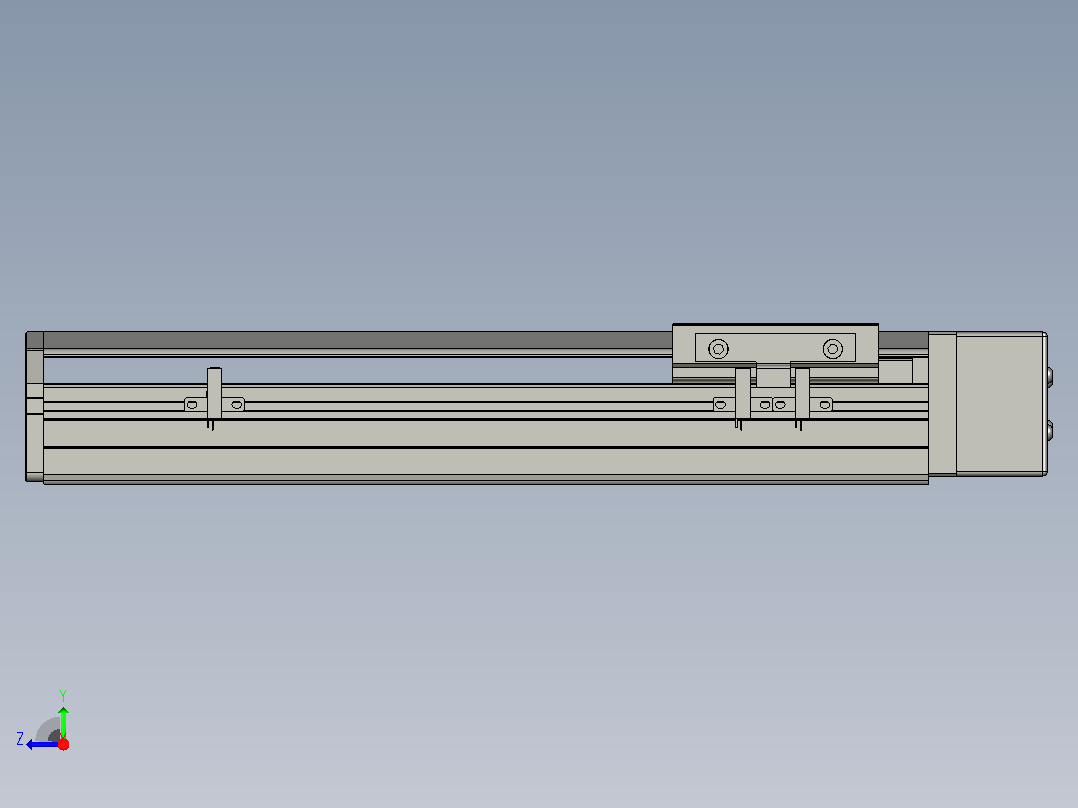 SYS12-BL-200-200W滚珠花健、支撑座、滚珠丝杠、交叉导轨、直线模组.STEP右视图