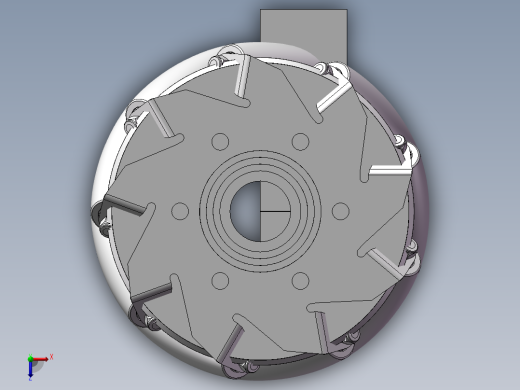 麦克纳姆轮图纸模型AGV全方位轮直径100mm3D三维CAD设计图俯视缩略图