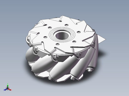 麦克纳姆轮图纸模型AGV全方位轮直径100mm3D三维CAD设计图正等轴测缩略图