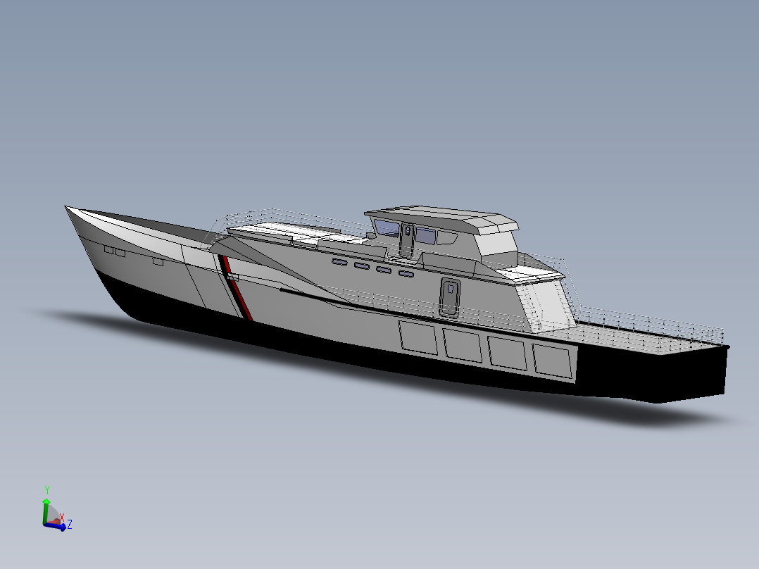 L 42.8M B 6.66M的船舶主视图