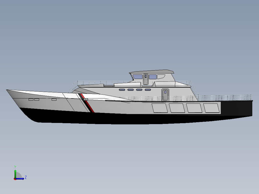 L 42.8M B 6.66M的船舶左视图