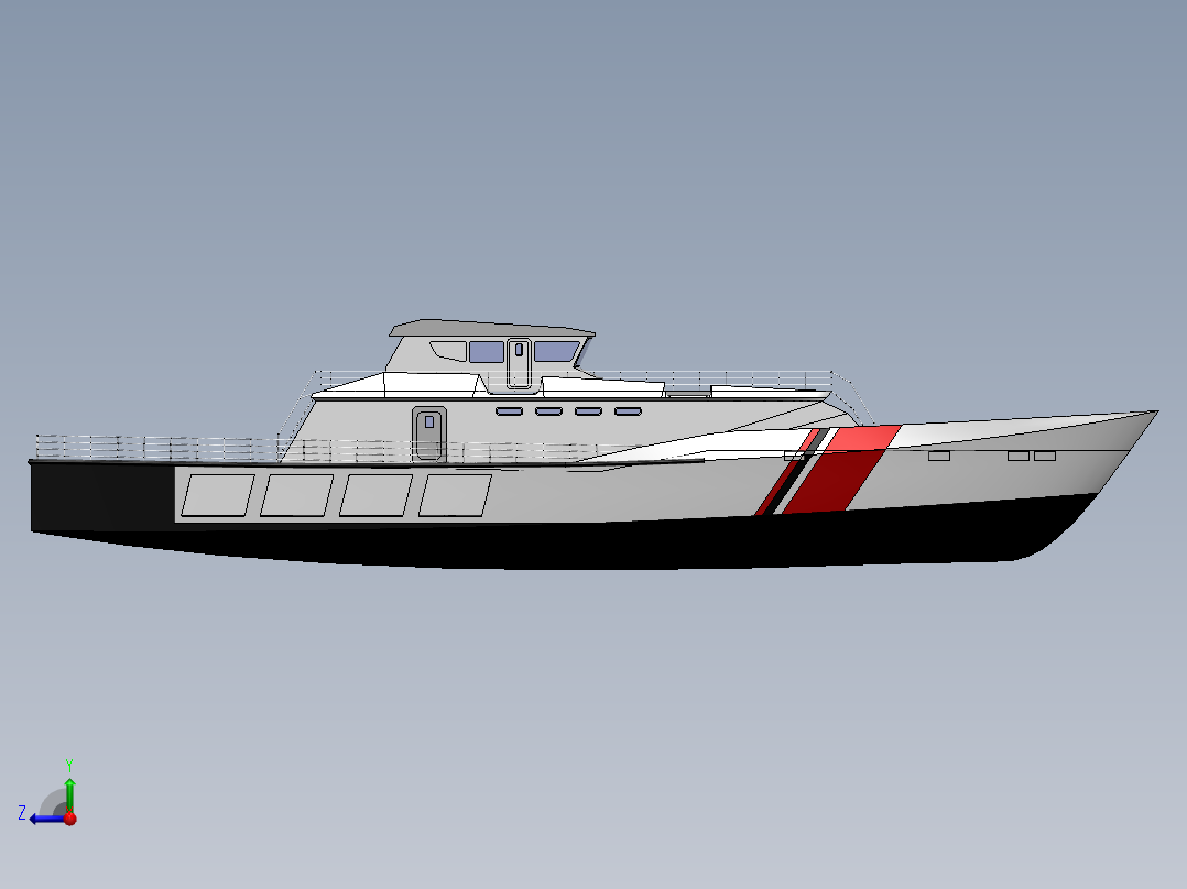 L 42.8M B 6.66M的船舶右视图