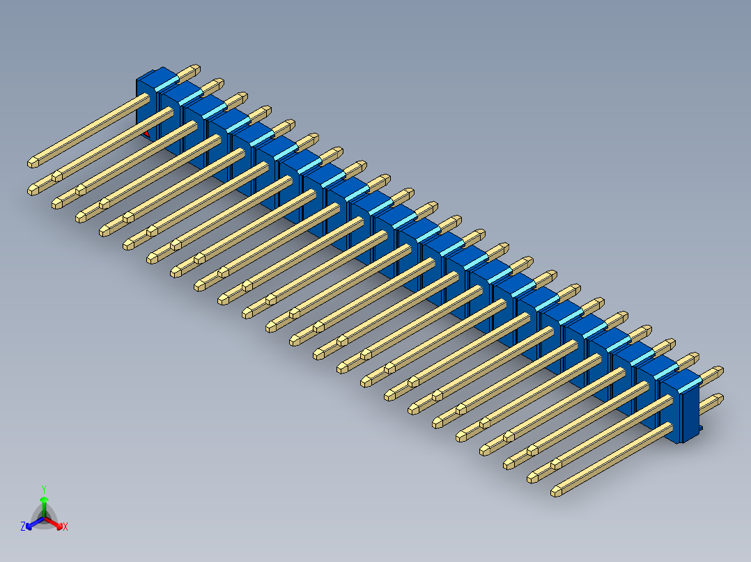 彩色公头100mil（2.54mm）系列-DS1021_blue_2x23p_100mil_Type5_rev1.0主视图