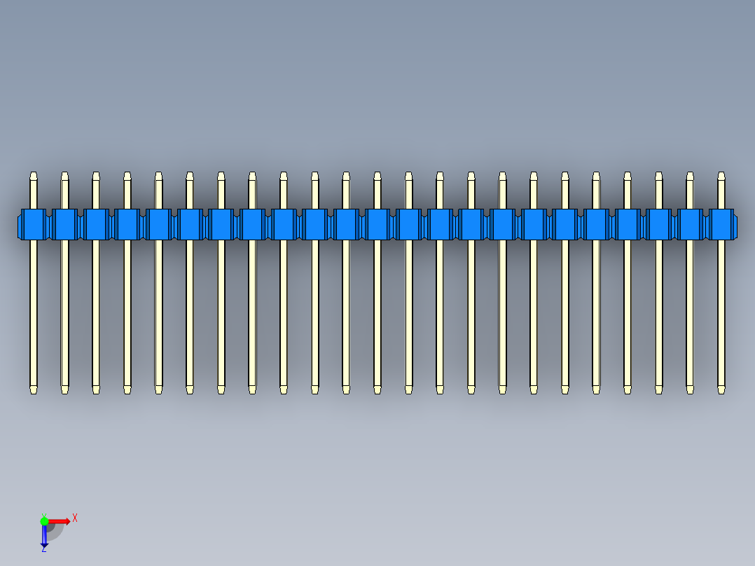 彩色公头100mil（2.54mm）系列-DS1021_blue_2x23p_100mil_Type5_rev1.0俯视图