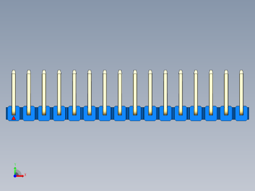 彩色公排针 100mil 2.54mm 系列-DS1022_blue_16p_100mil_TypeU_rev1.0前视缩略图